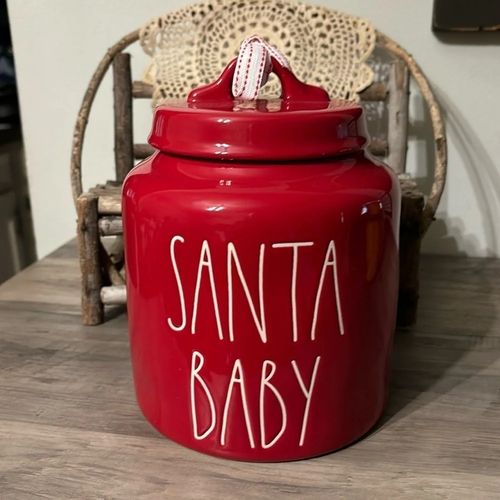 NWT Rae Dunn SANTA BABY LARGE CHUBBY CERAMIC CHRISTMAS CANISTER COOKIE JAR